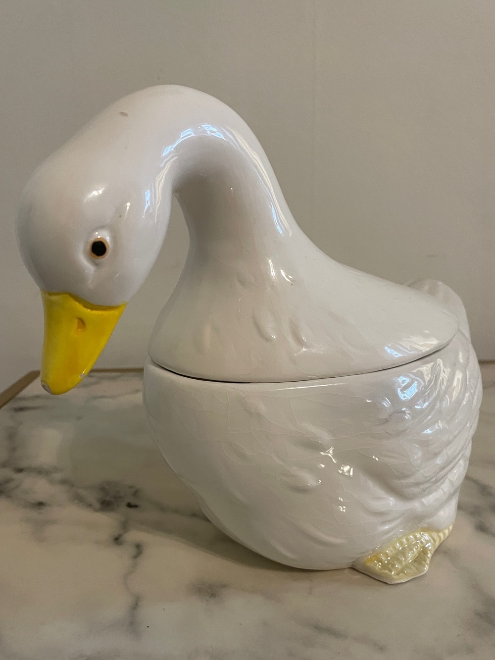 Vintage Goose Swan Duck Cookie Jar Canister Granny Cottage Core 90’s Kitchen